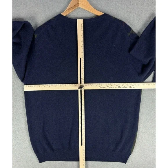Vineyard Vines Sweater Mens Large Blue Cashmere Argyle Diamond Grandpa Eclectic - Picture 5 of 6